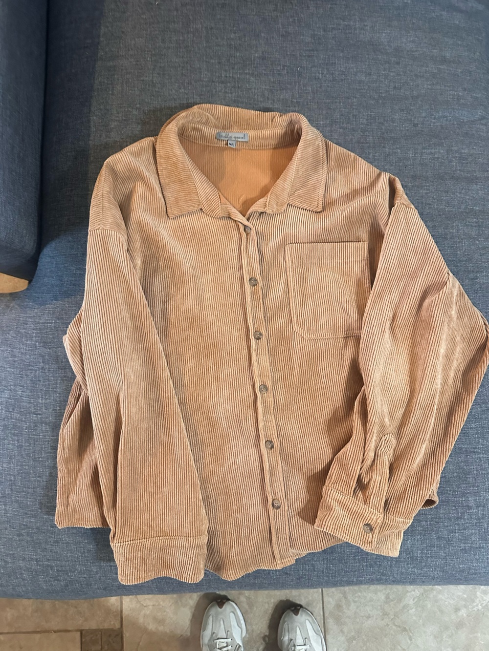 Wishlist Corduroy Button-Front Overshirt Jacket in Light Brown